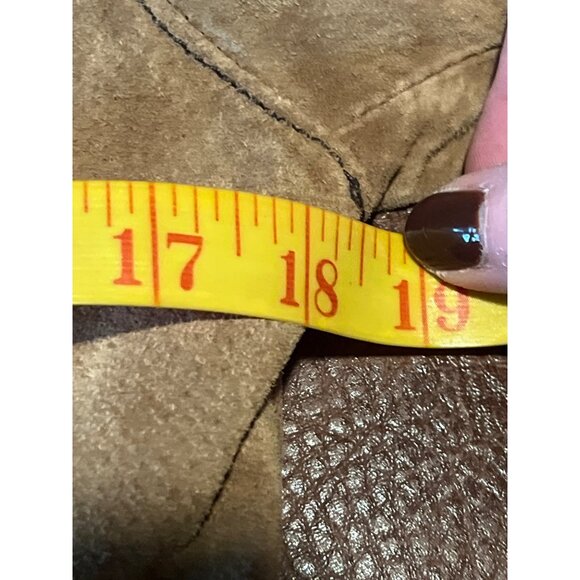 Vintage 90s y2k Wilsons Suede Leather Maxima Tan Blazer Button Down Midi Coat M - Picture 8 of 14